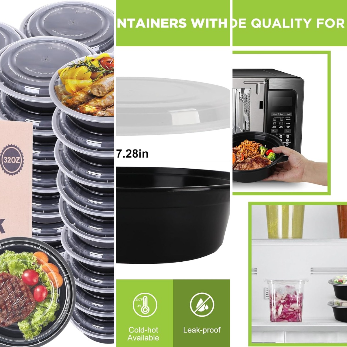 Meal Prep Containers - Pojemniki do przygotowywania posiłków z pokrywkami