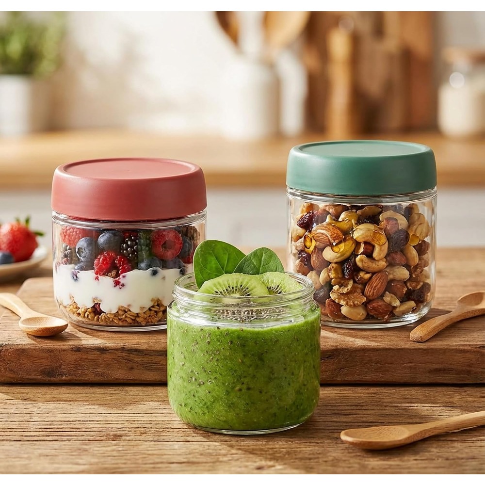 Meal Prep Containers - Zestaw 3 szklanych słoików o pojemności