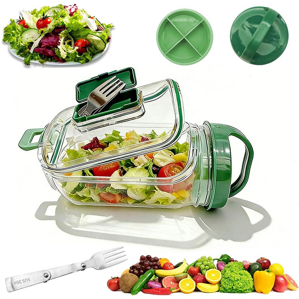 Meal Prep Containers - Przenośny pojemnik na sałatę z widelcem