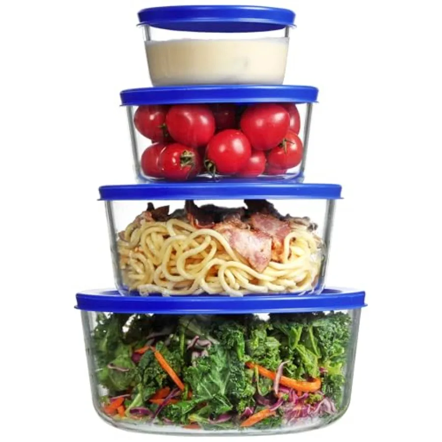 Meal Prep Containers - Zestaw 4 szklanych misek z pokrywkami,