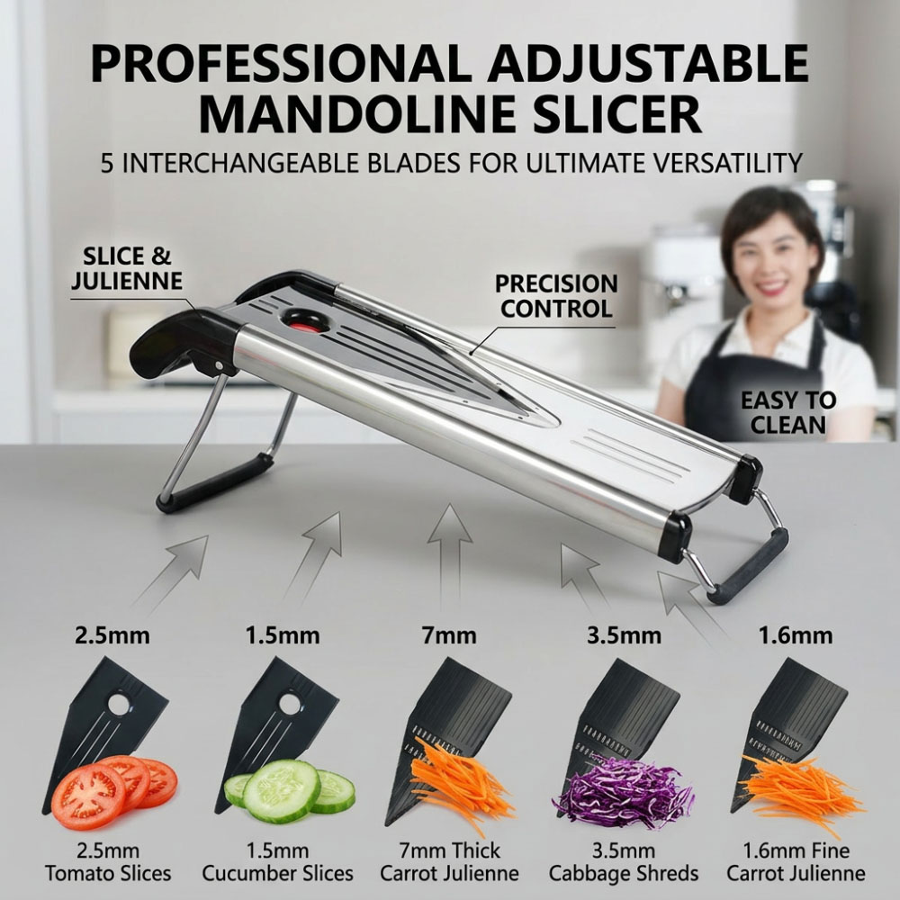 Mandoline Slicer Guard - Krajalnica mandolina ze stali nierdzewnej, regulowana,