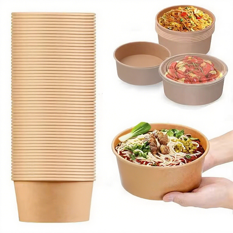 Meal Prep Noodles - Papierowe miseczki okrągłe z papieru kraft,