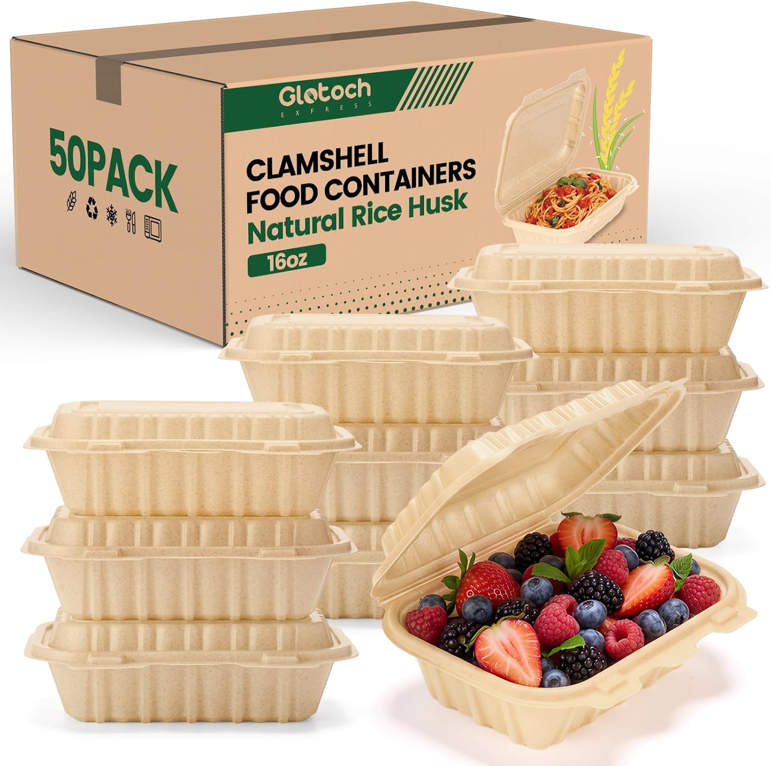 Meal Prep Containers - 50 sztuk pojemników typu clamshell o