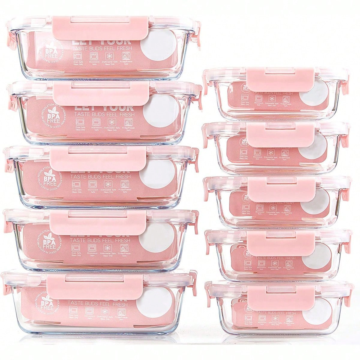 Meal Prep Containers - 10 sztuk szklanych pojemników do przygotowywania
