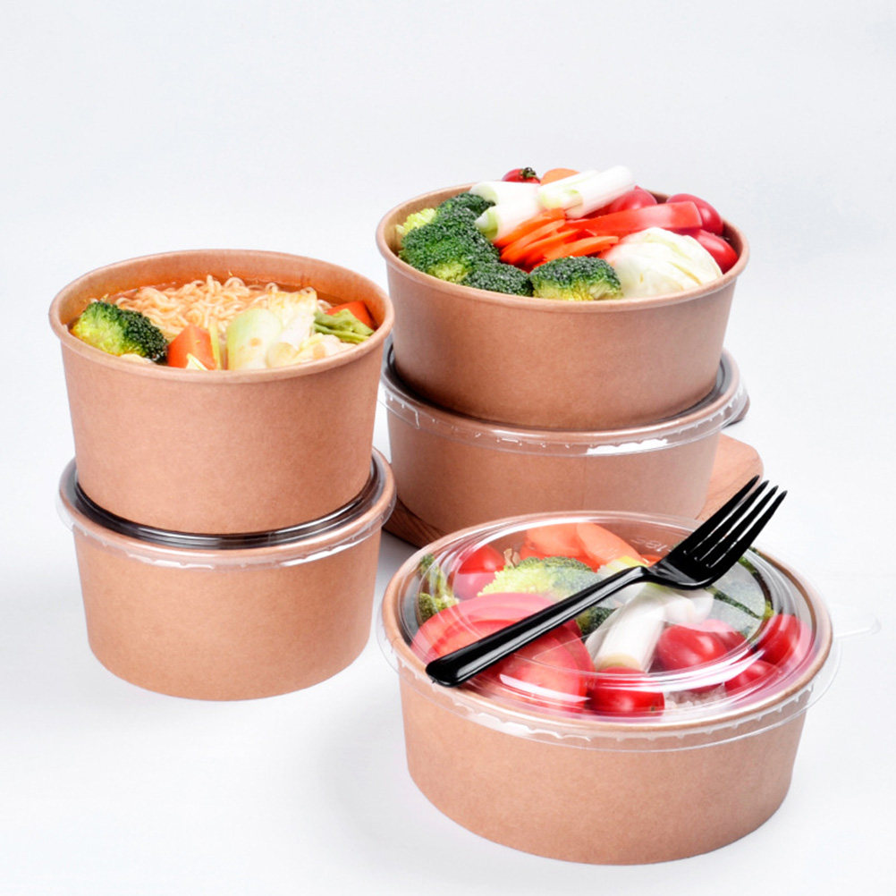 Meal Prep Containers - 20 szt. Papierowe miseczki kraft, szczelne,