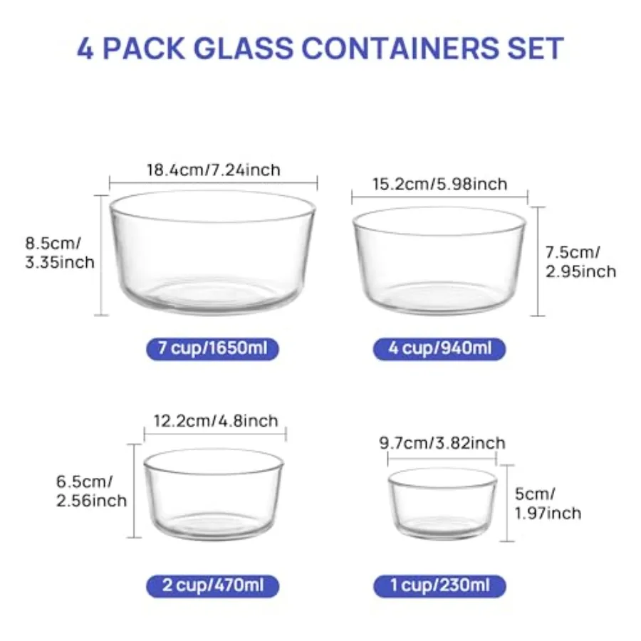 Zestaw 4 szklanych misek z pok – Meal Prep Containers recenzja i cena