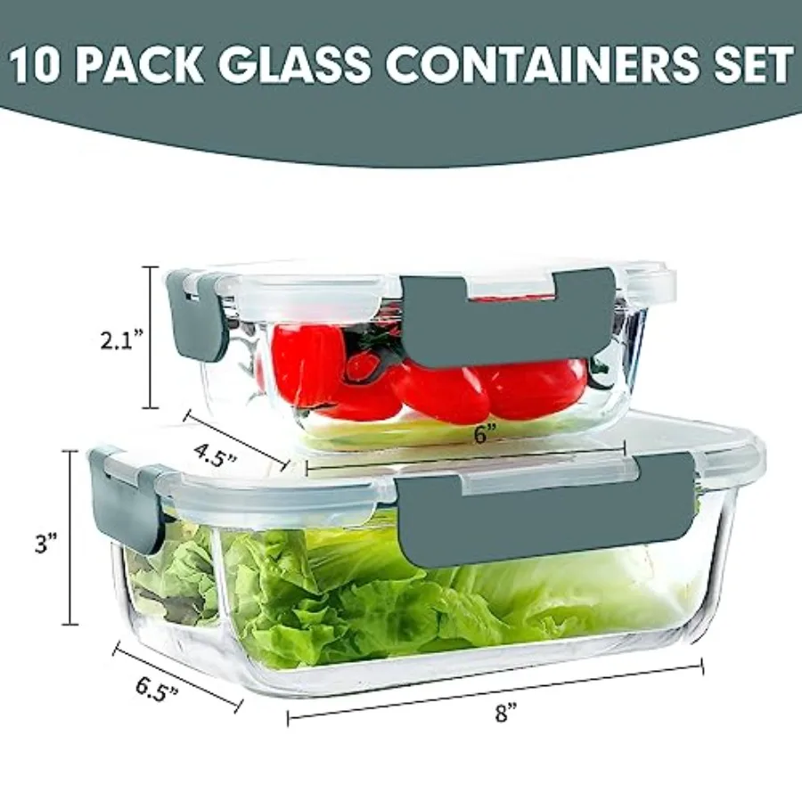 10 sztuk szklanych pojemników  – Meal Prep Containers recenzja i cena