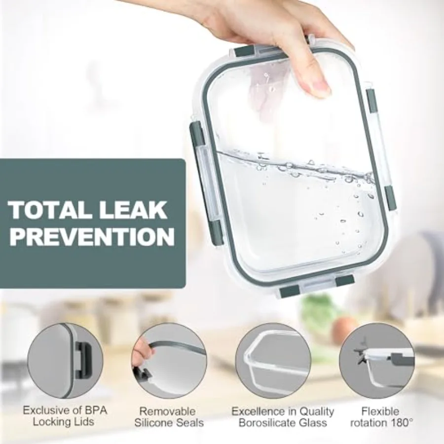 10 sztuk szklanych pojemników  – Meal Prep Containers recenzja i cena